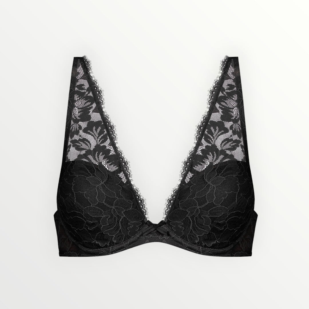 Mey Amazing Smart Plunge Bra in Black with Lace Detail