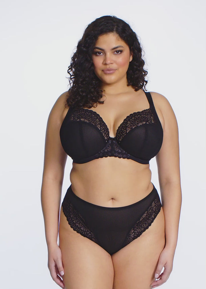 Tiernie Full Support Plunge Bra | Black