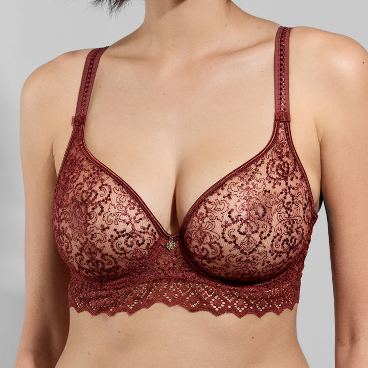 Cassiopee Seamless Plunge Longline Bra | Gilded Copper