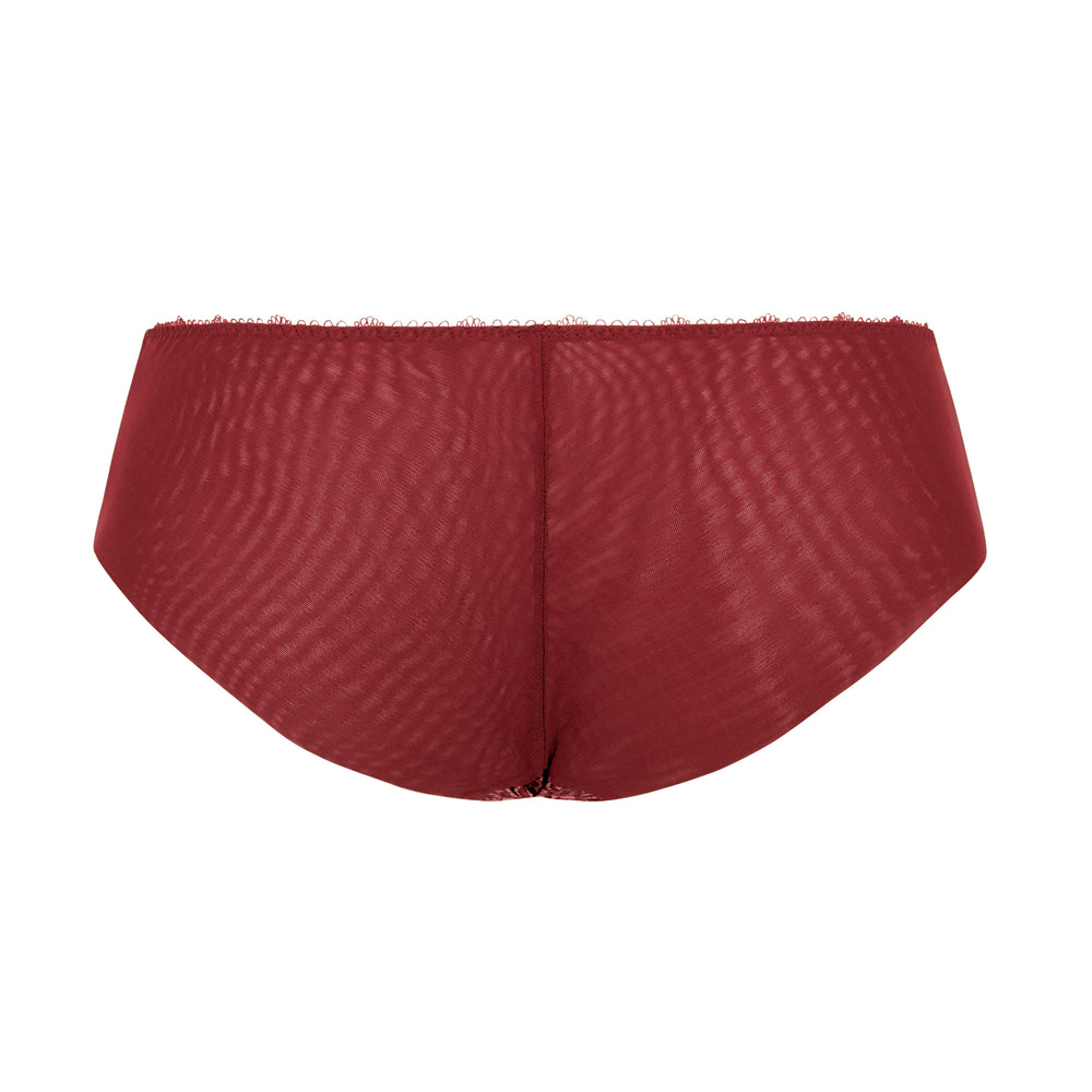 Red satin underwear on a white background