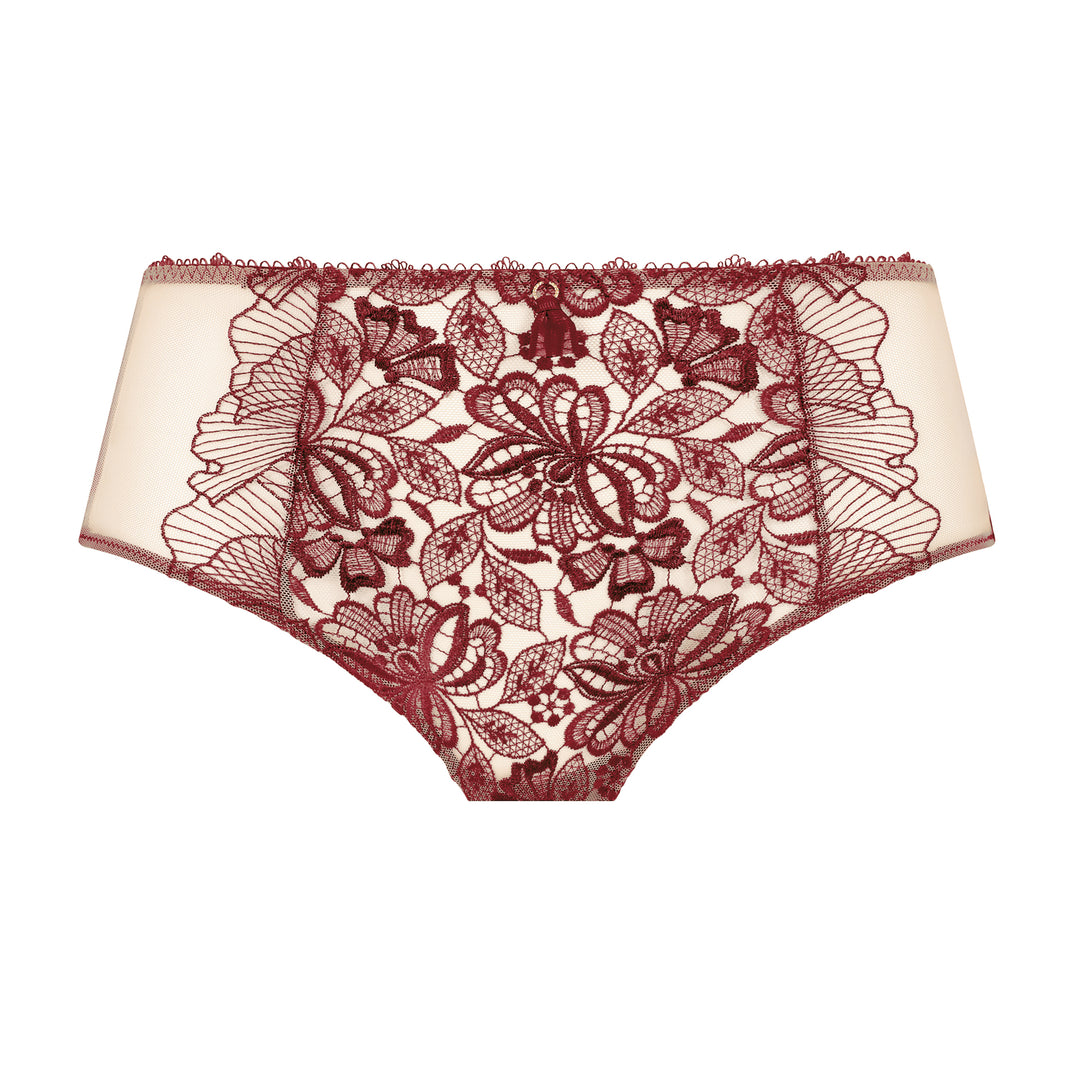 Red lace underwear on a white background