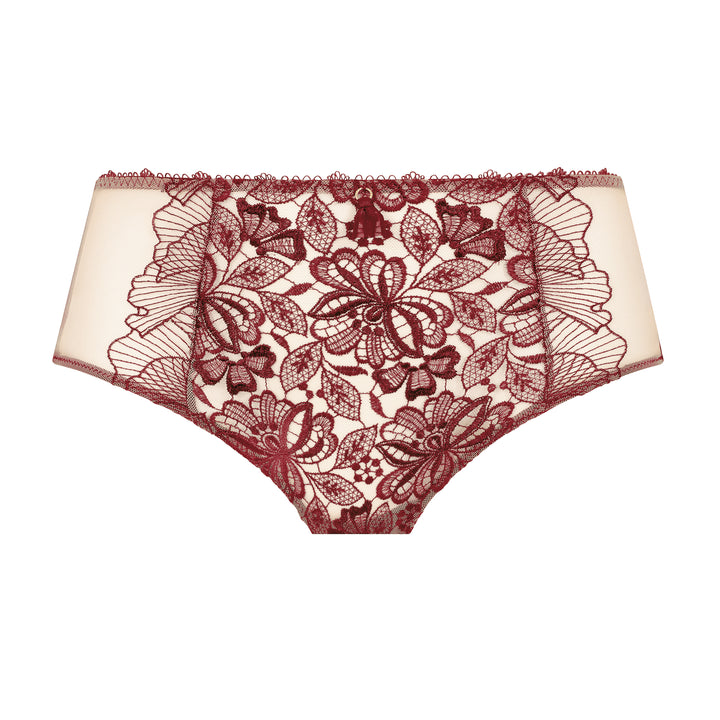 Red lace underwear on a white background