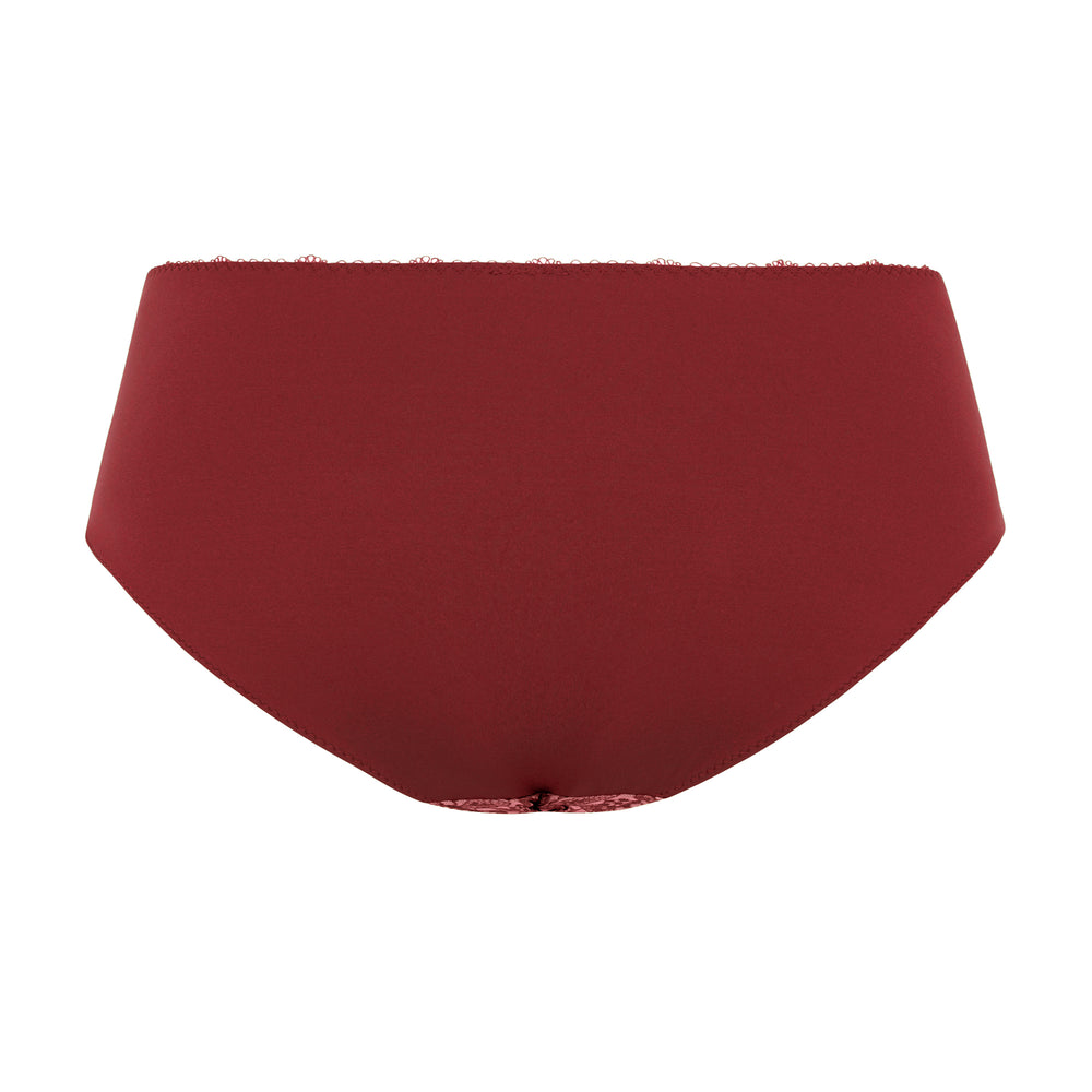 Maroon high-waisted underwear on a white background