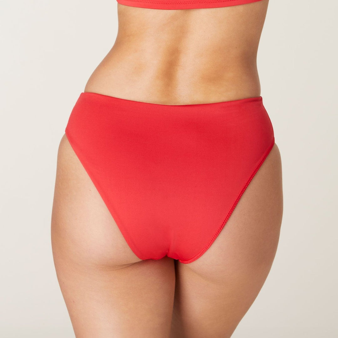 The 90s High Waist Bikini Bottom - Eco - Cherry Red