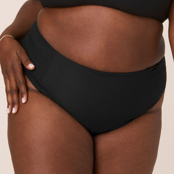 The High - Waisted - Cheeky - Bottom - Ribbed - Black