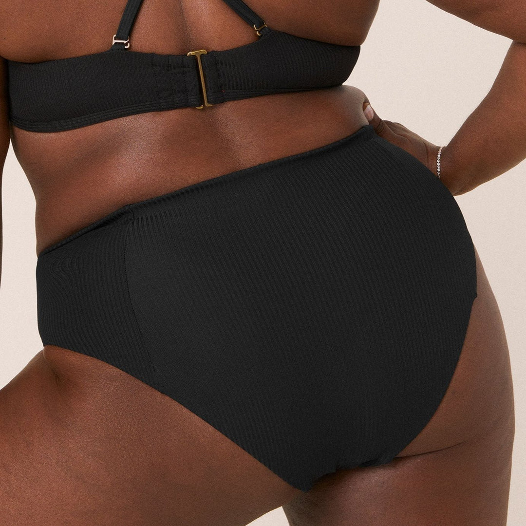 The High - Waisted - Cheeky - Bottom - Ribbed - Black