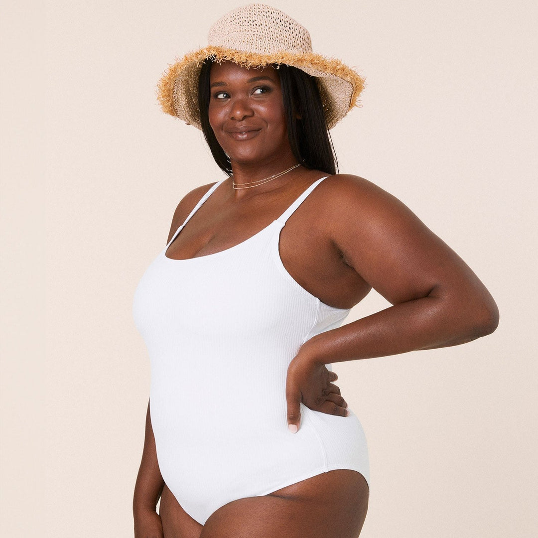 The Amalfi One Piece - Ribbed - White - Long Torso