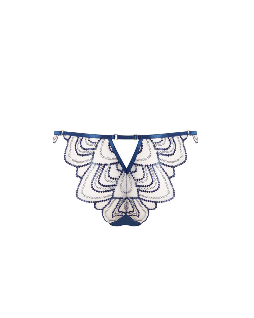 Soraya Embroidered Sheer Bra and Panty Set | Blue