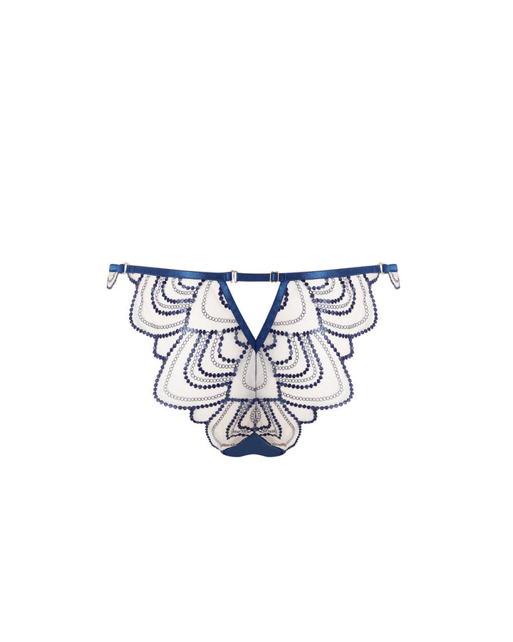 Soraya Embroidered Sheer Bra and Panty Set | Blue