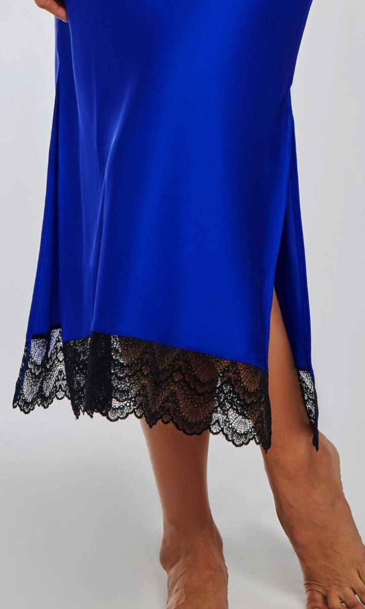 Tess Long Stretch Satin Gown | Royal Blue