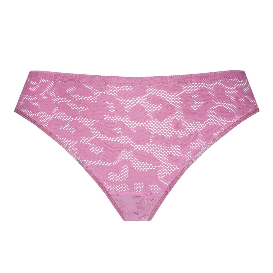 Pink lace underwear on a white background