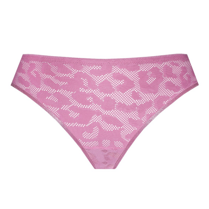 Pink lace underwear on a white background