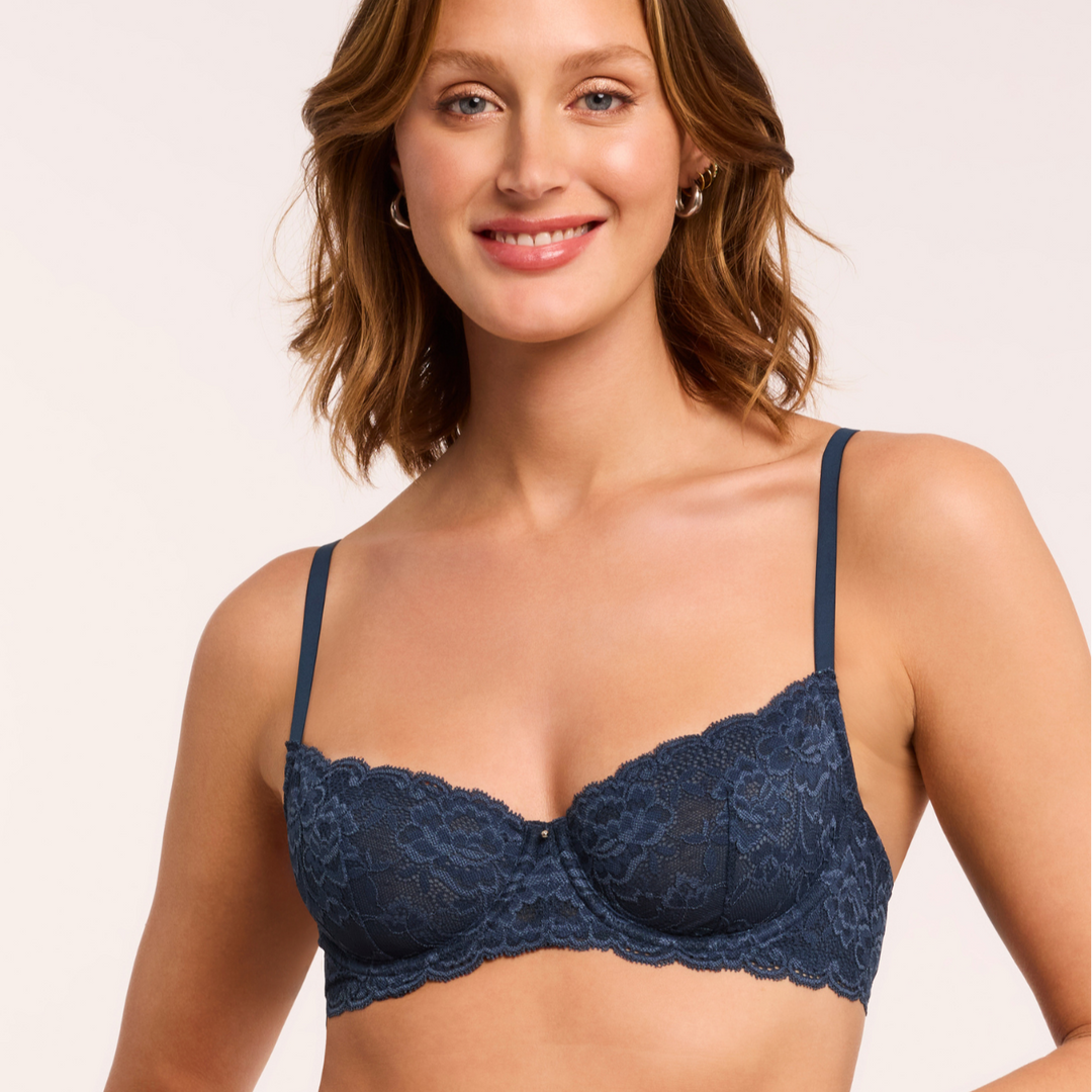 lace, blue, bra, demi, small bust, comfortable