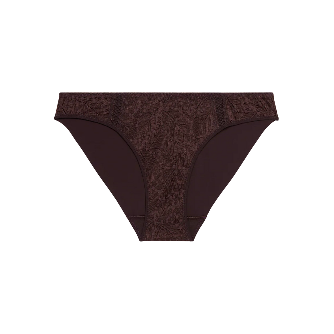 Simone Perele plum dark chocolate Brown lace underwear on a white background