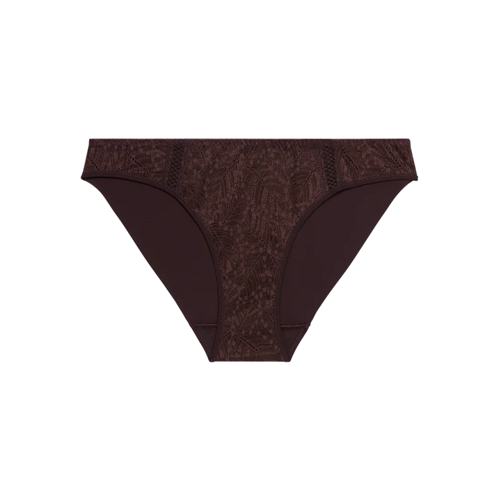 Simone Perele plum dark chocolate Brown lace underwear on a white background
