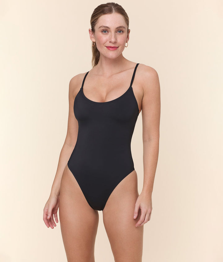 The Amalfi One Piece - Eco Nylon - Black - Classic - Cheeky