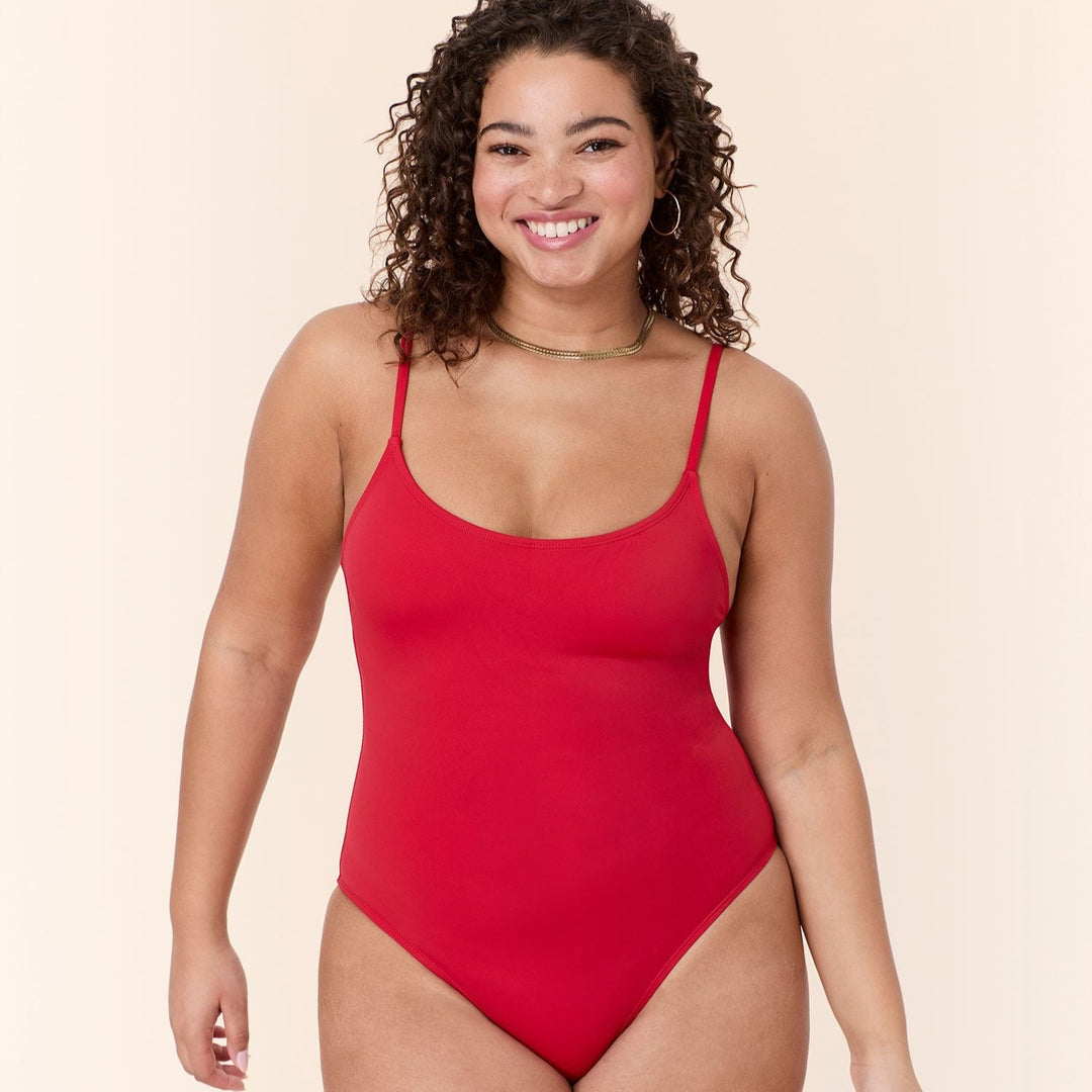 The Amalfi One Piece - Flat - Cherry Red - Long Torso