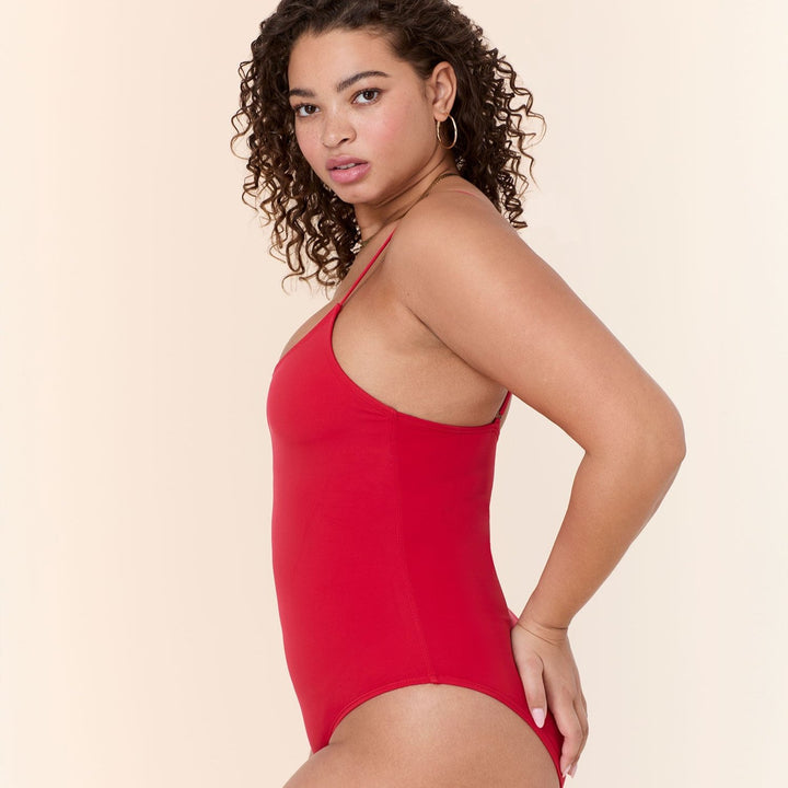 The Amalfi One Piece - Flat - Cherry Red - Long Torso