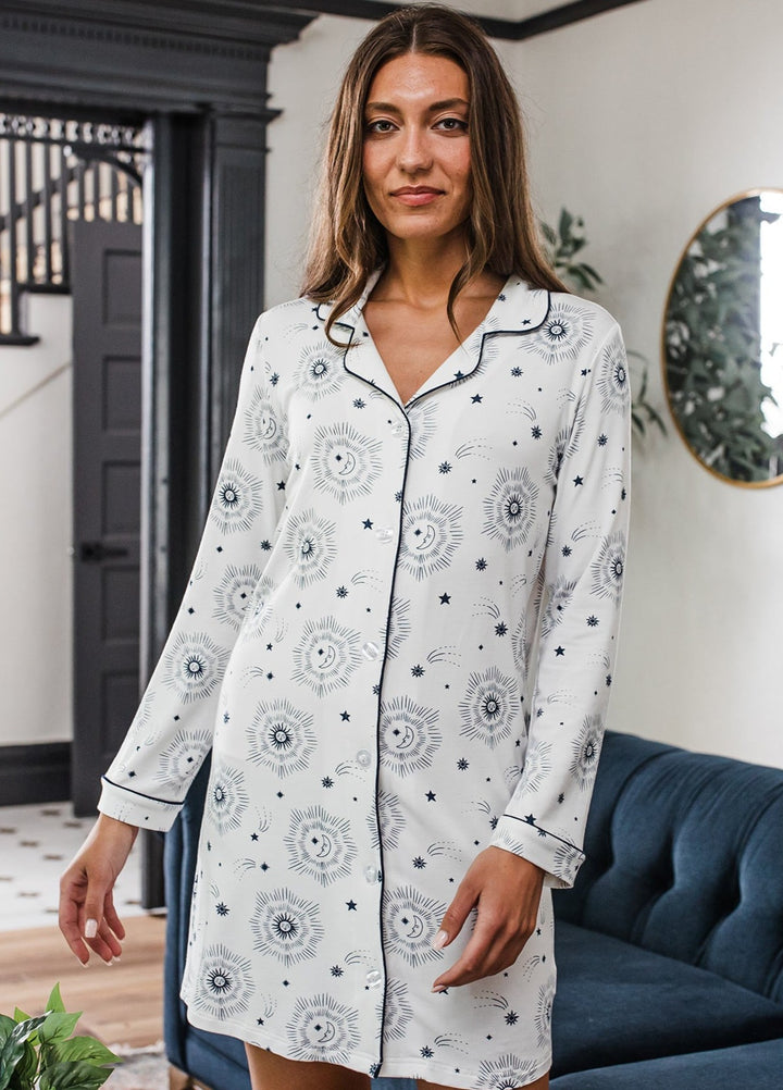 Amber Classic Button Front Bamboo Nightshirt