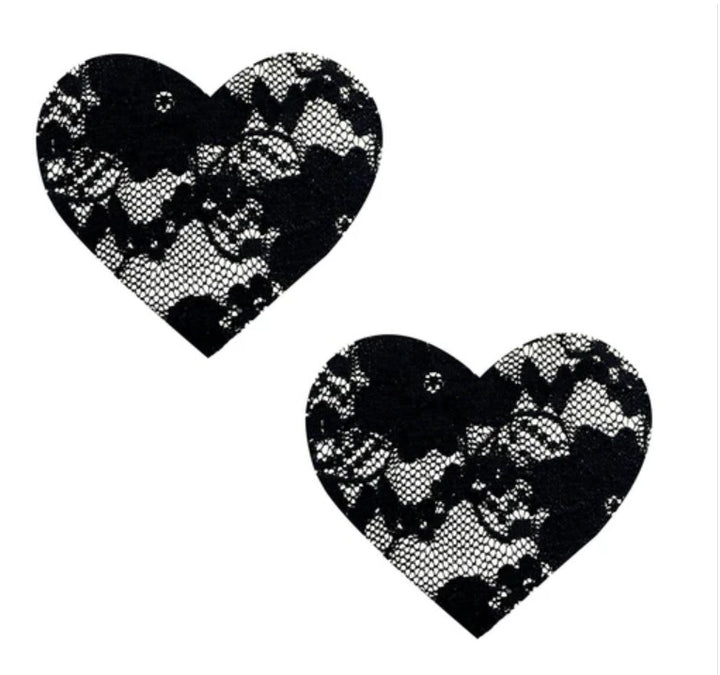 Black Lace Heart Nipple Cover Pasties