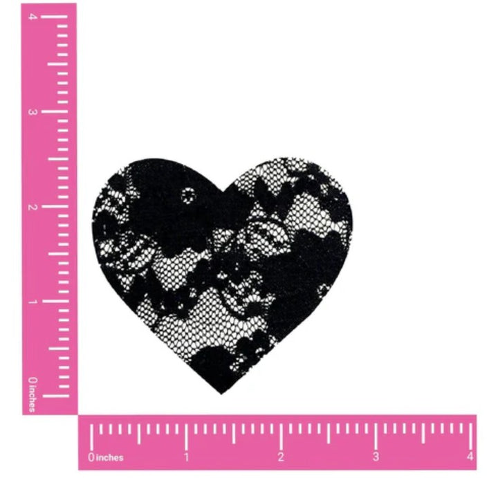 Black Lace Heart Nipple Cover Pasties