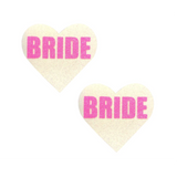 Bride Neon Pink & White Blacklight Heart Nipple Cover Pasties