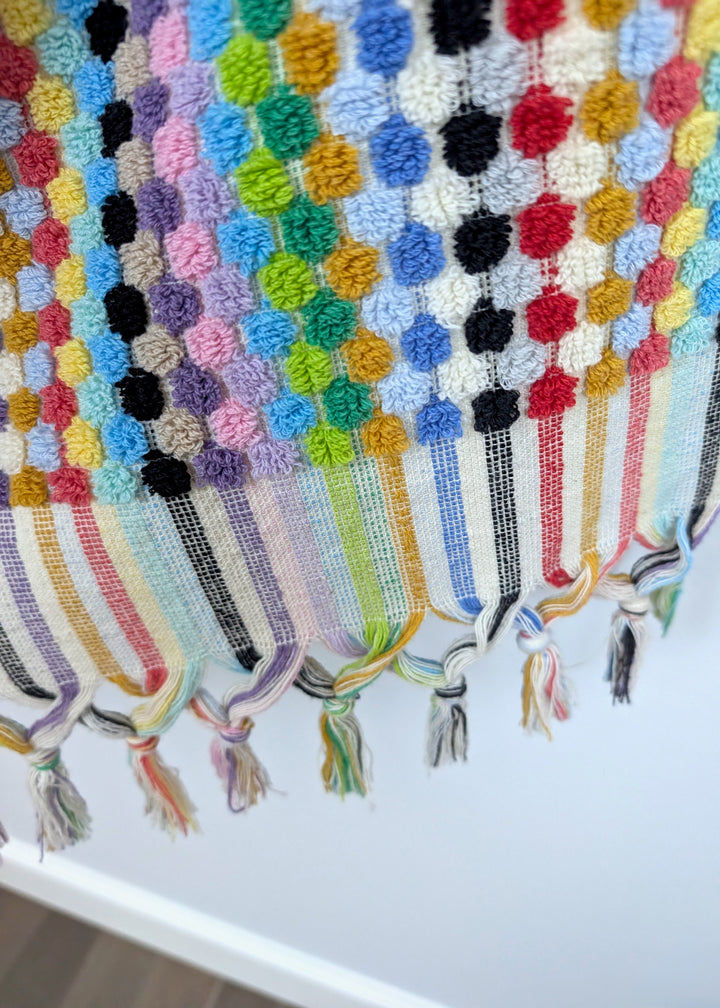 Bloom Collection – Oversized Turkish Cotton Bath Towel with Raised Texture and Hand-Tied Tassels