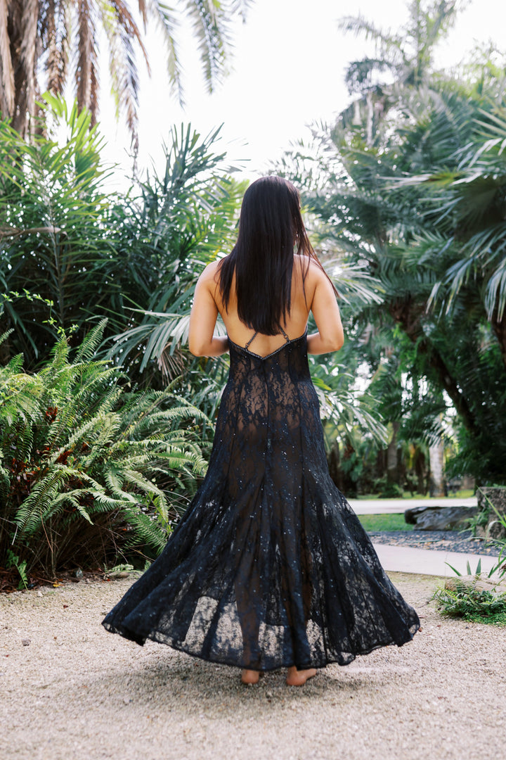 Machu Picchu Mini Sequin Lace Long Gown