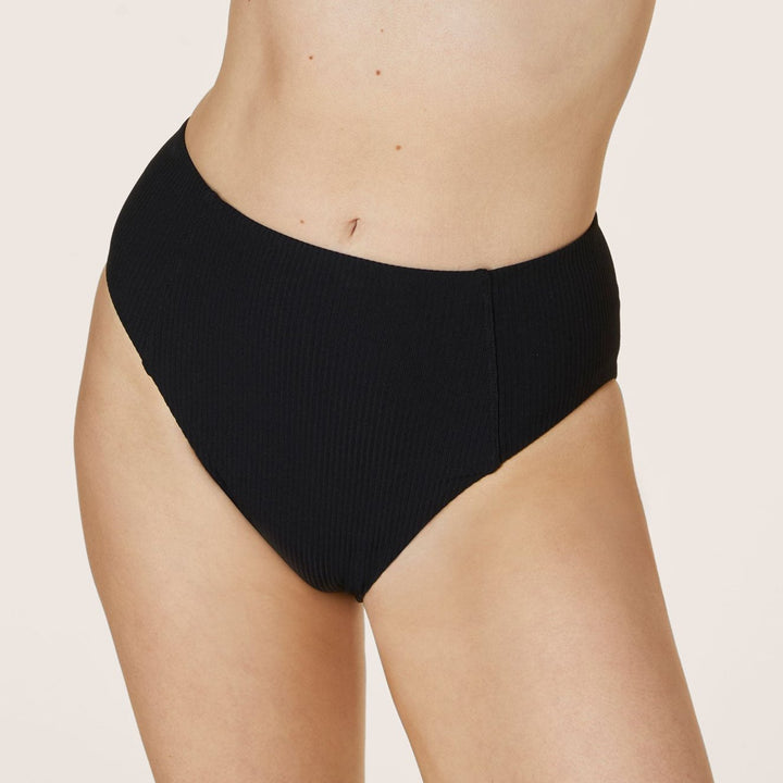 The High - Waisted - Cheeky - Bottom - Ribbed - Black