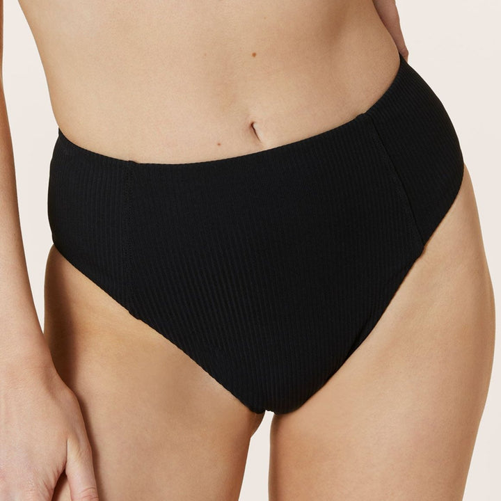 The High - Waisted - Cheeky - Bottom - Ribbed - Black