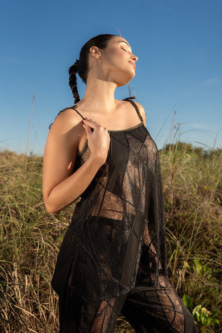 Lithos Black Embroidered Pant