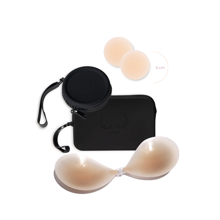 Core Capsule | BLACK - x2 travel cases + x1 stick-on bra + x1 pair of nipple covers