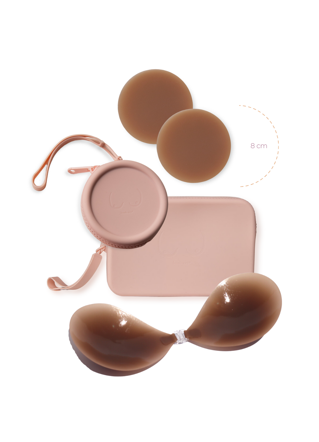 Core Capsule - DUSTY PINK - x2 travel cases + x1 stick-on bra + x1 pair of "headlight" hiders by Boob-eez®