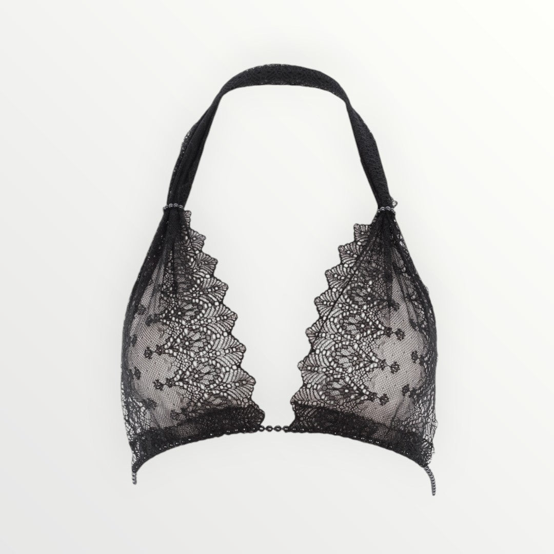 Geneva Dark Pearl Bralette and Thong | Black