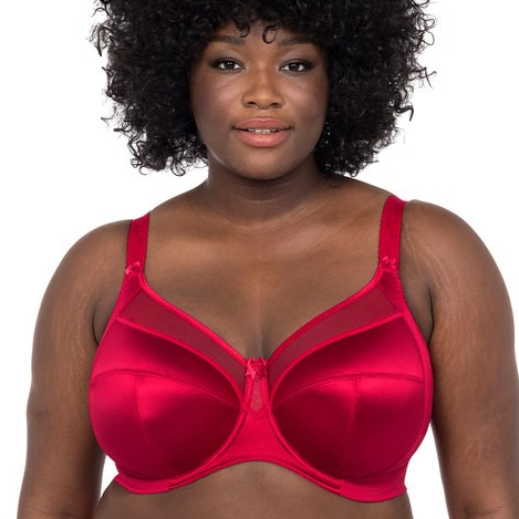 Goddess plus size Keira bra crimson for large breasts close up