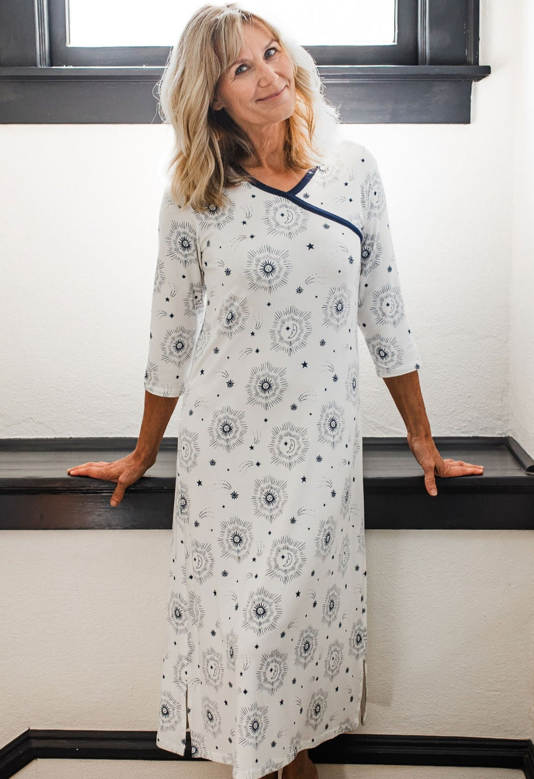 Haley Crossover Front 3/4 Sleeve Bamboo Nightgown