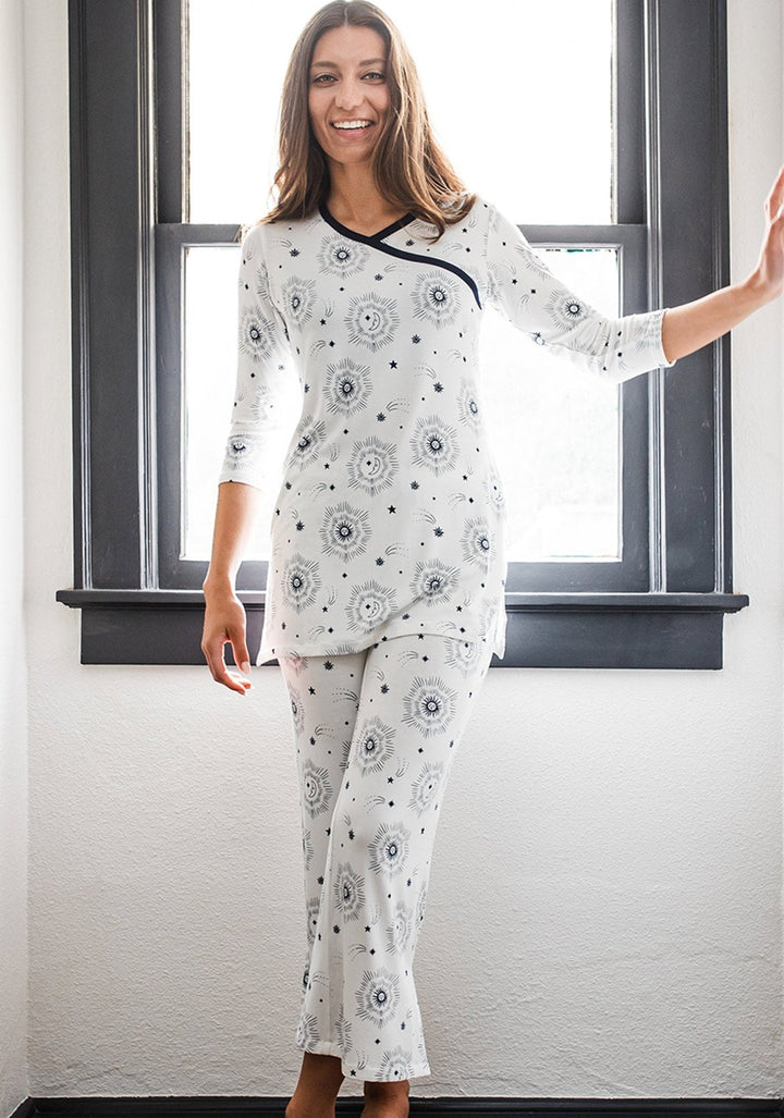 Haley Crossover Front 3/4 Sleeve Bamboo Pajama Set