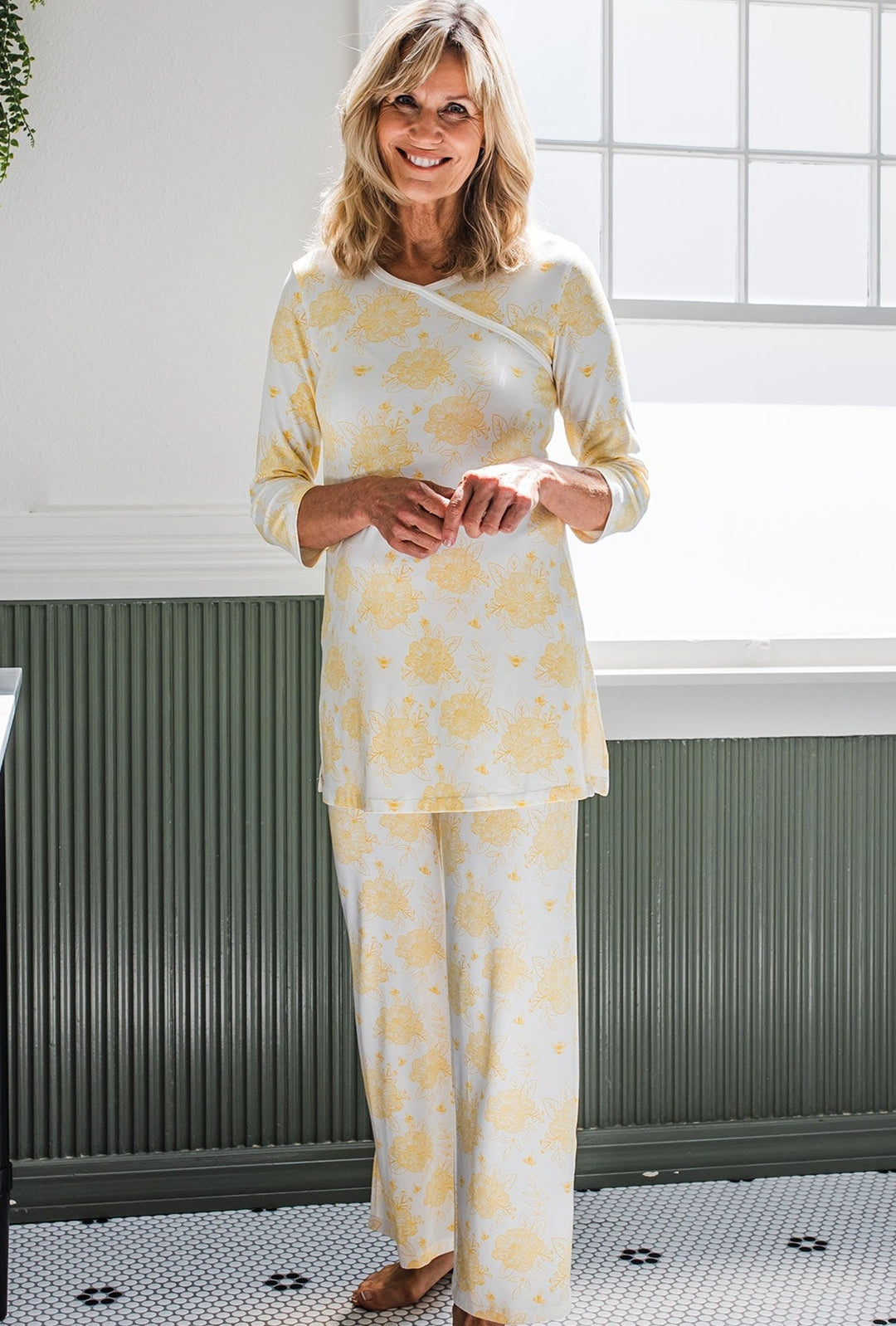 Haley Crossover Front 3/4 Sleeve Bamboo Pajama Set