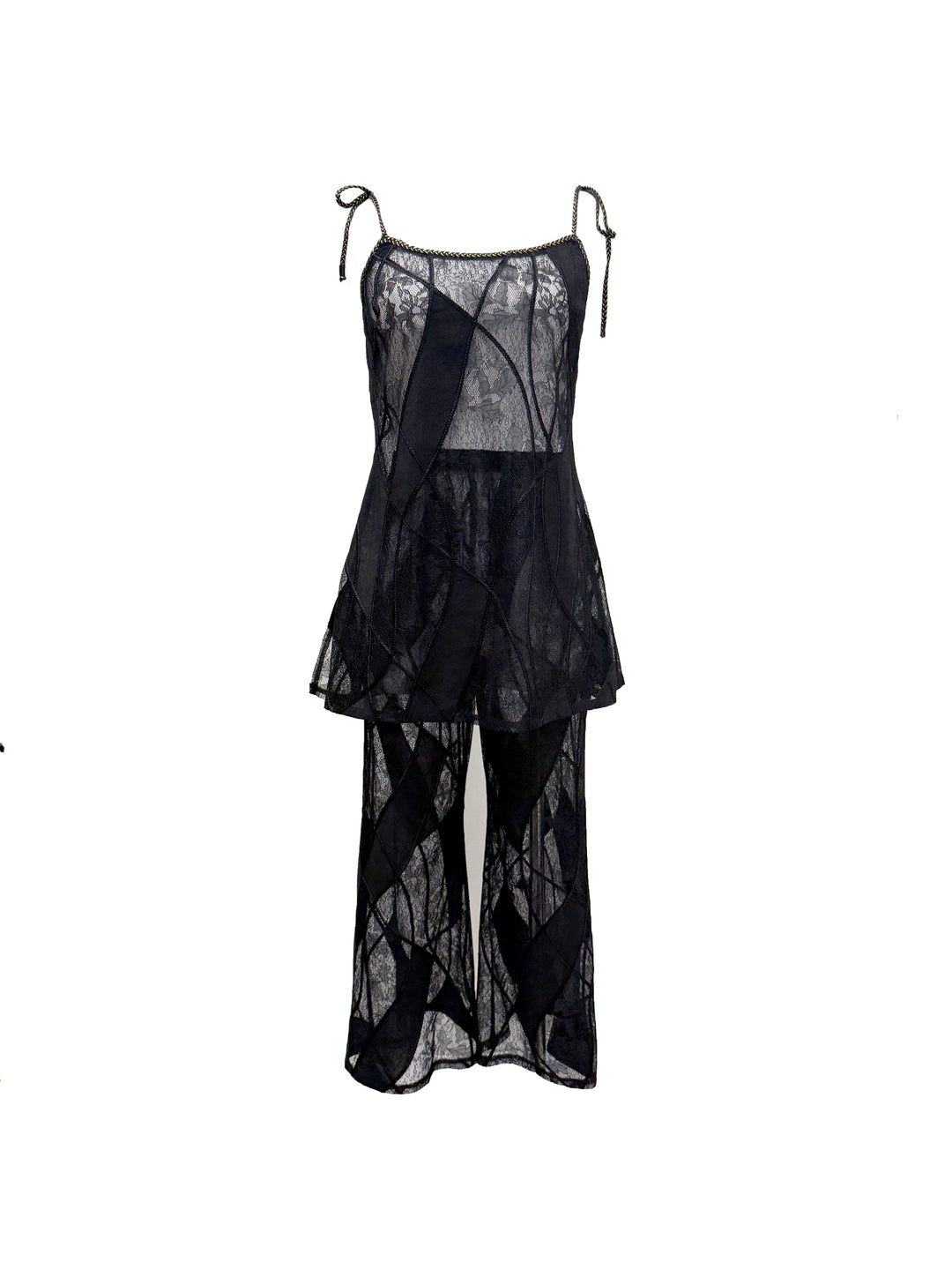 Lithos Black Embroidered Pant
