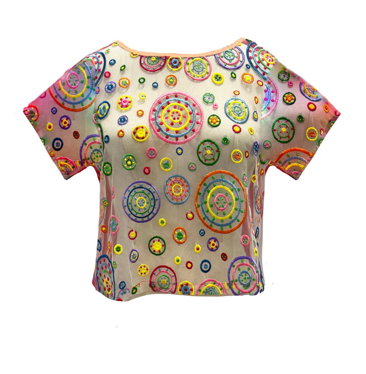 Pachamama Embroidered Tulle Short Sleeve Tee