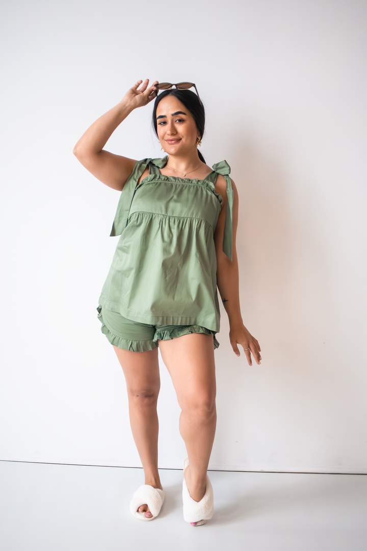 Bow Knot Pajamas - Sage Green