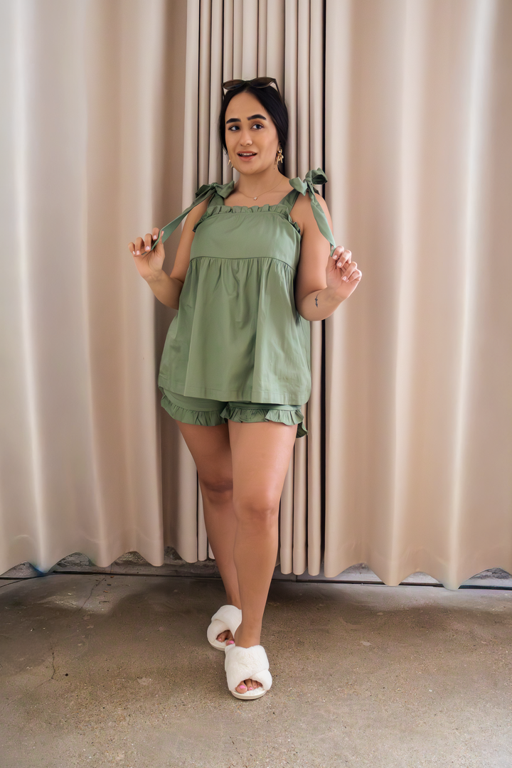 Bow Knot Pajamas - Sage Green