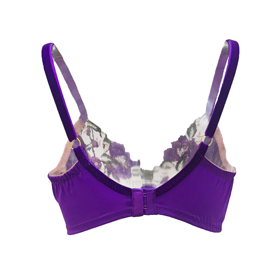 Theory of strings Embroidered Satin Blend Dark Bralette
