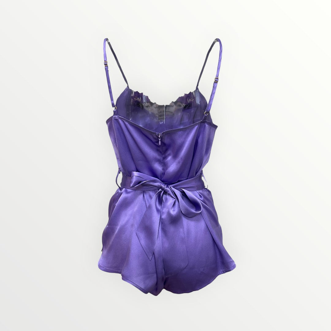 Theory of Strings Silk Satin Embroidered Romper