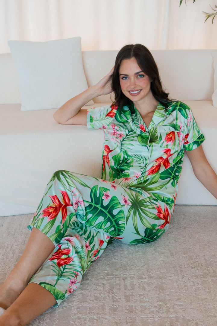 Mint Tropical Pajama Pants set