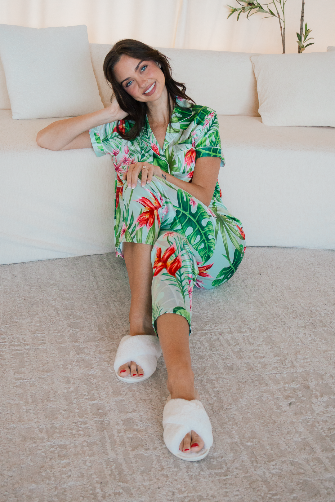 Mint Tropical Pajama Pants set