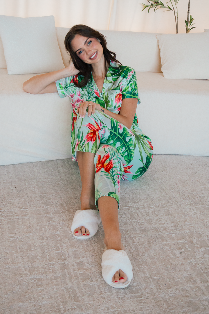 Mint Tropical Pajama Pants set