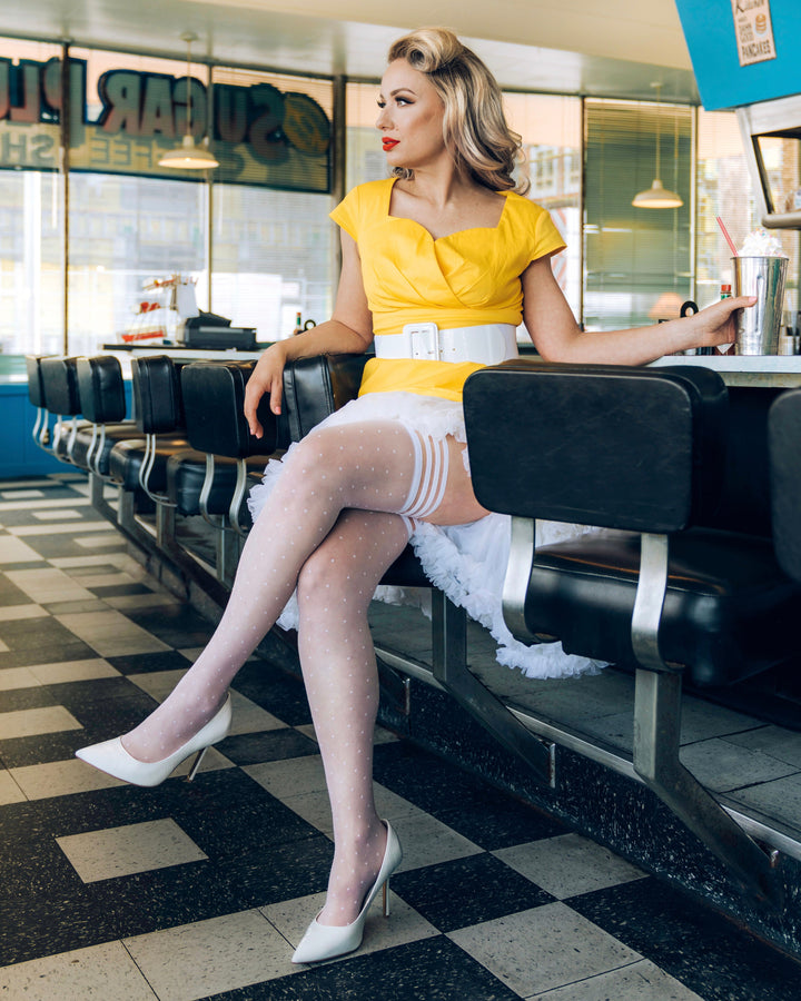 Brooke LeAnne: Time for a Polka Dot Dance Thigh Highs. Petite to Plus Size