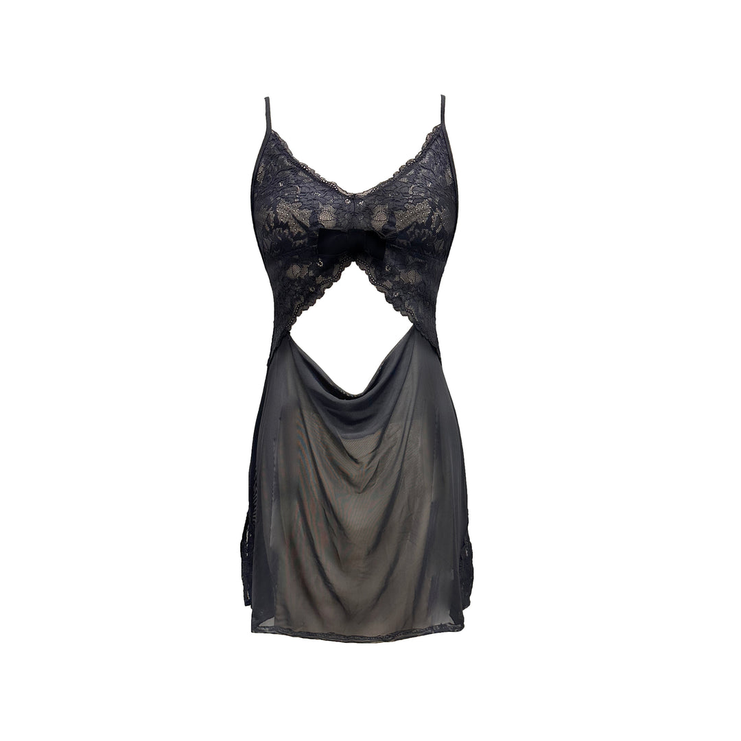 Black lace lingerie set on a white background