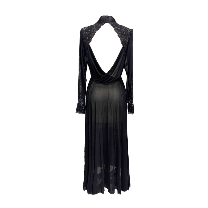 Sheer Terminator Lace, Tulle and Satin Long Draped Back Robe